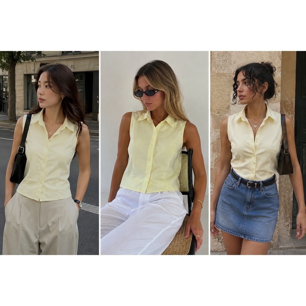 Butter Yellow Old Money Coastal Clean Grl Sleeveless Vtg Liz Claiborne Petite S